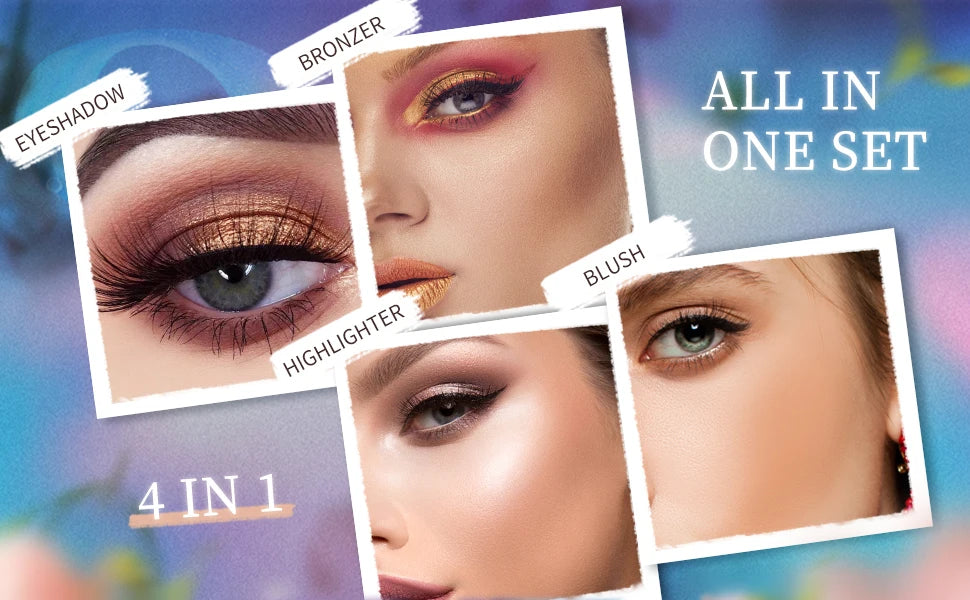 CATKIN Eyeshadow Blush Full Face Matte Shimmer Glitter High Pigmented Face Highlighter Shading Powder