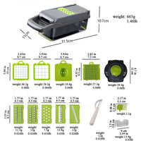 16-in-1 Professional Kitchen Slicer with Cleaver Blade, Multi-Function Food Chopper for Potatoes, Tomatoes, and Vegetables