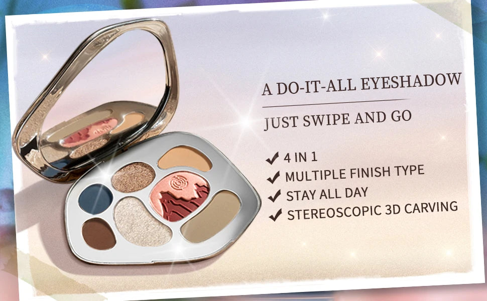 CATKIN Eyeshadow Blush Full Face Matte Shimmer Glitter High Pigmented Face Highlighter Shading Powder